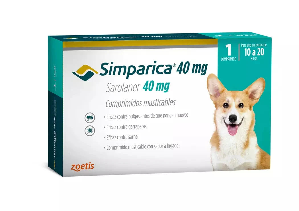 Simparica 40 mg (10 a 20 kg) x 1 comprimido ZOETIS